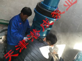 天津市滨海新区塘沽南疆潜水轴流泵|轴流潜水泵调试安装现场